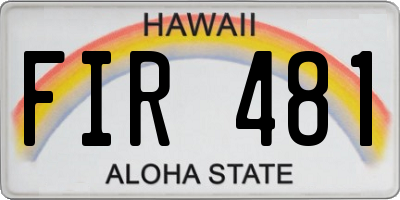 HI license plate FIR481