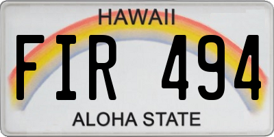 HI license plate FIR494