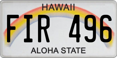 HI license plate FIR496