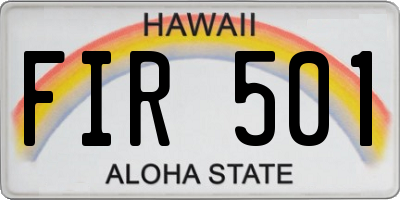 HI license plate FIR501