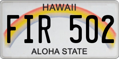 HI license plate FIR502
