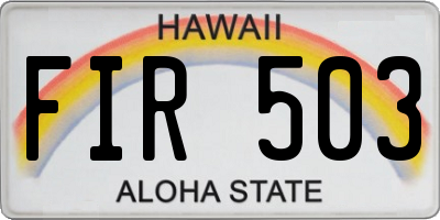 HI license plate FIR503