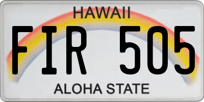 HI license plate FIR505
