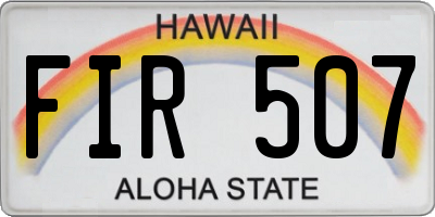 HI license plate FIR507