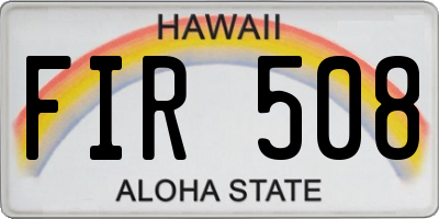 HI license plate FIR508
