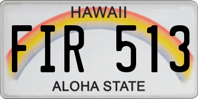 HI license plate FIR513