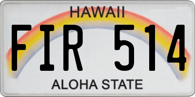 HI license plate FIR514
