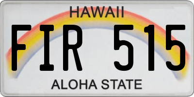 HI license plate FIR515