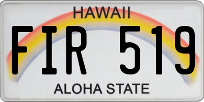 HI license plate FIR519