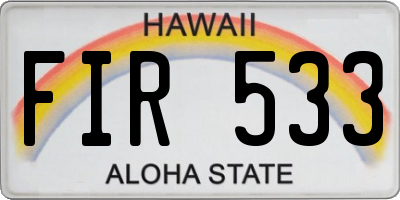 HI license plate FIR533