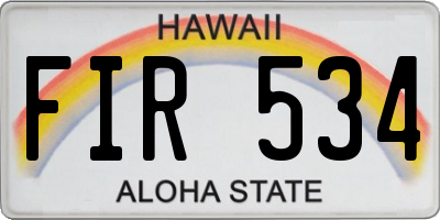 HI license plate FIR534