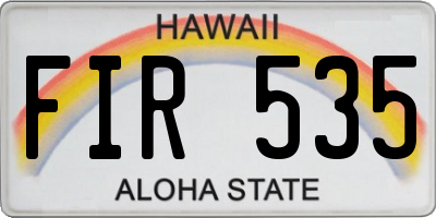 HI license plate FIR535