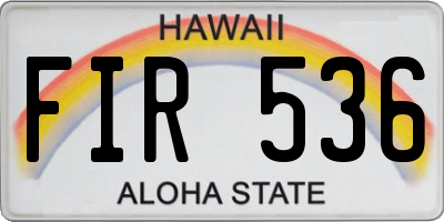 HI license plate FIR536