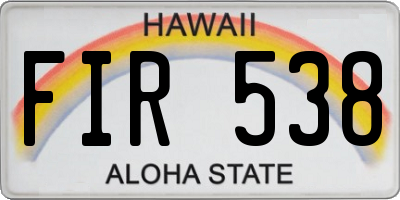 HI license plate FIR538