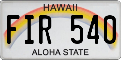 HI license plate FIR540