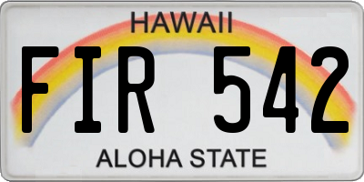 HI license plate FIR542