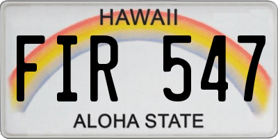 HI license plate FIR547
