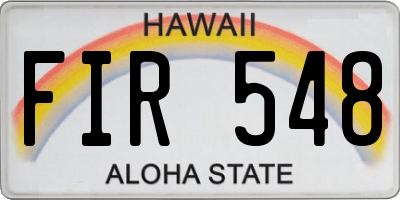 HI license plate FIR548