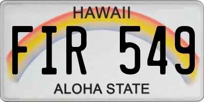 HI license plate FIR549