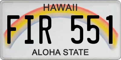 HI license plate FIR551