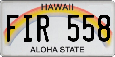 HI license plate FIR558