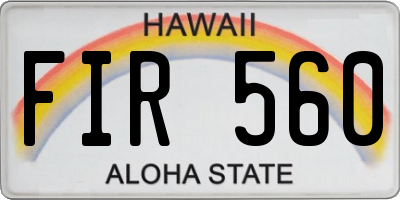 HI license plate FIR560