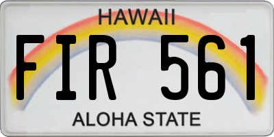 HI license plate FIR561