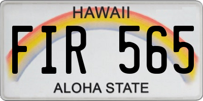 HI license plate FIR565