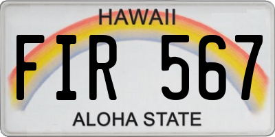 HI license plate FIR567
