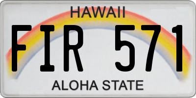HI license plate FIR571