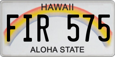 HI license plate FIR575