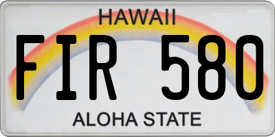 HI license plate FIR580