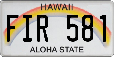 HI license plate FIR581