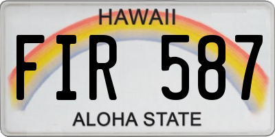 HI license plate FIR587