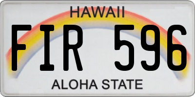 HI license plate FIR596