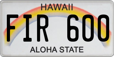 HI license plate FIR600