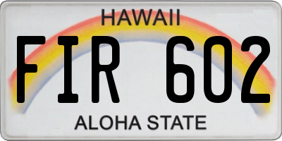 HI license plate FIR602