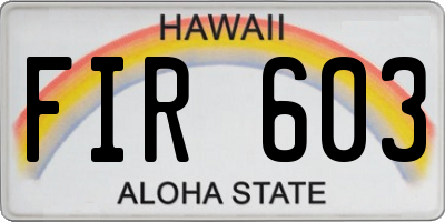 HI license plate FIR603