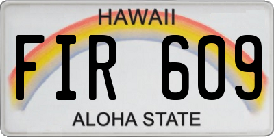 HI license plate FIR609