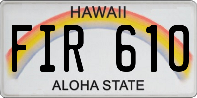HI license plate FIR610