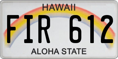 HI license plate FIR612