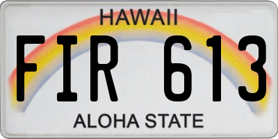 HI license plate FIR613