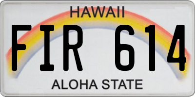 HI license plate FIR614