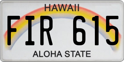 HI license plate FIR615