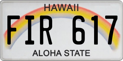 HI license plate FIR617