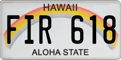 HI license plate FIR618
