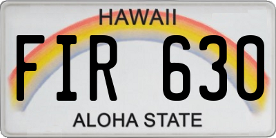 HI license plate FIR630