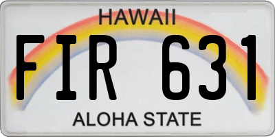 HI license plate FIR631