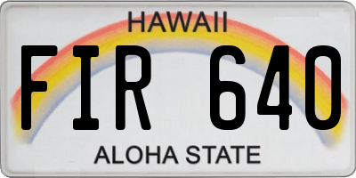 HI license plate FIR640