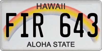 HI license plate FIR643